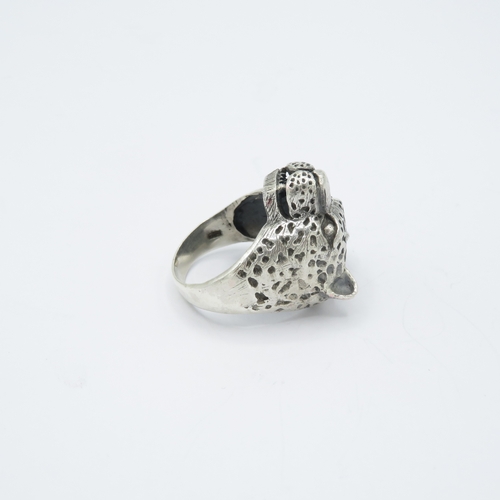 376 - 925 silver leopard head ring