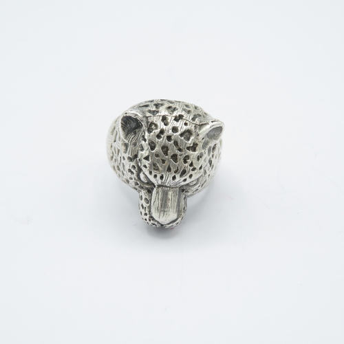 376 - 925 silver leopard head ring