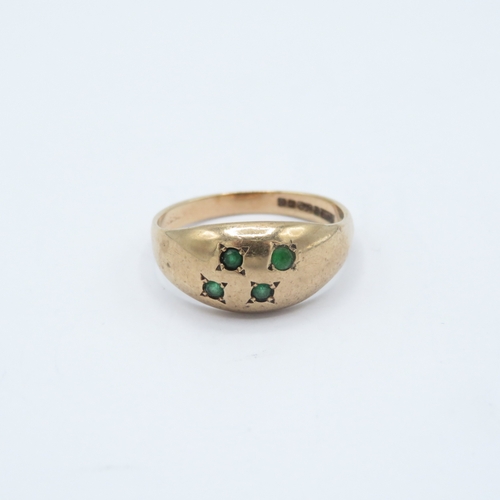 101 - 9ct gold vintage green gemstone ring (2.3g) Size N