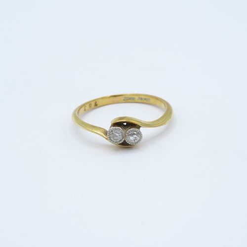 116 - 18ct gold 'toi et moi' diamond ring Size N 1/2