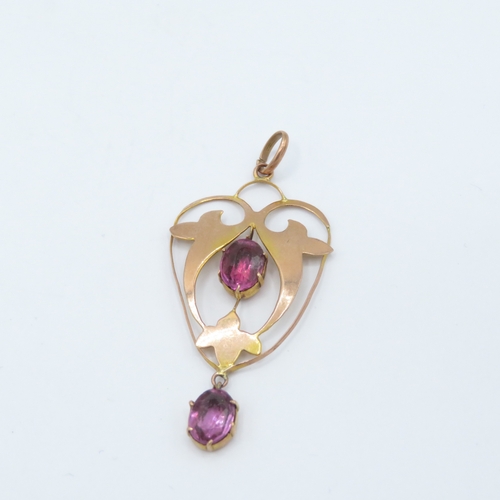 182 - 9ct gold paste set lavalliere pendant