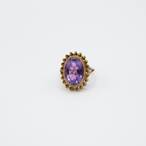 83 - 9ct gold amethyst cocktail ring (3.8g) Size K 1/2