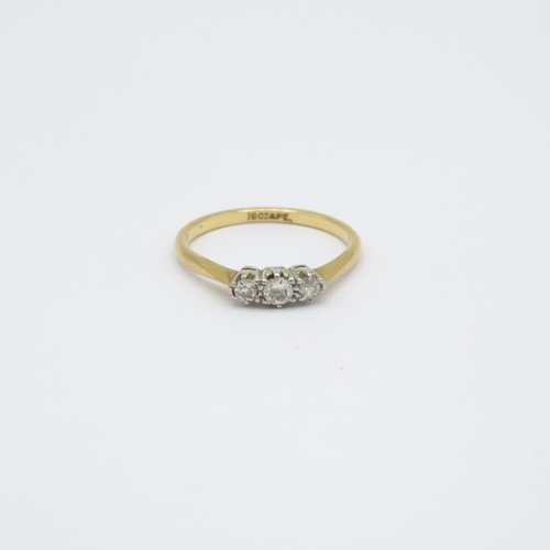 86 - 18ct gold three stone diamond ring Size N