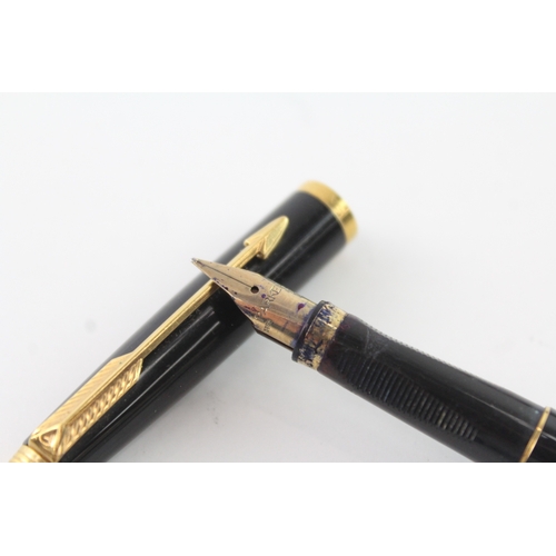 Vintage Parker 75 Black Lacquer Fountain Pen w/ 14ct Gold Nib WRITING