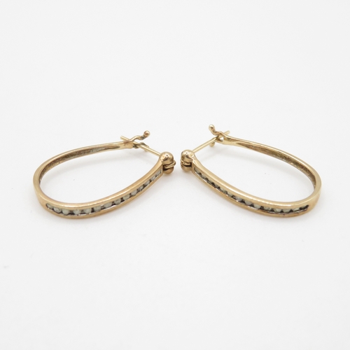 9ct gold diamond hoop earrings (2g)