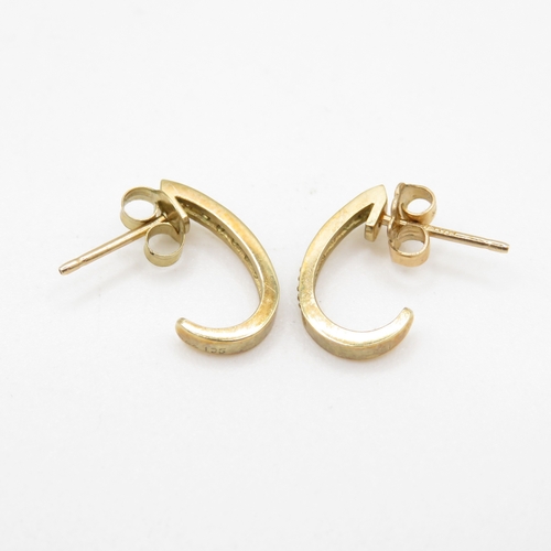 165 - 9ct gold diamond set half hoop earrings (1.3g)