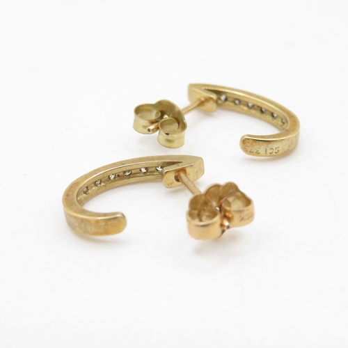 165 - 9ct gold diamond set half hoop earrings (1.3g)