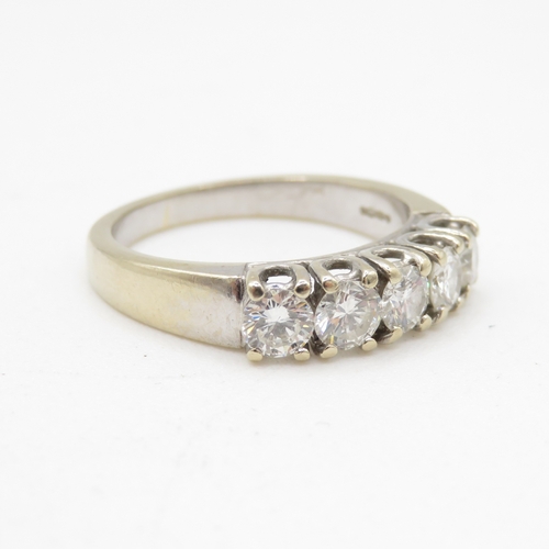15 - 18ct white gold diamond five stone ring (5.3g) Size O