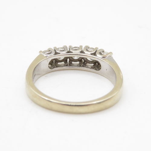 15 - 18ct white gold diamond five stone ring (5.3g) Size O