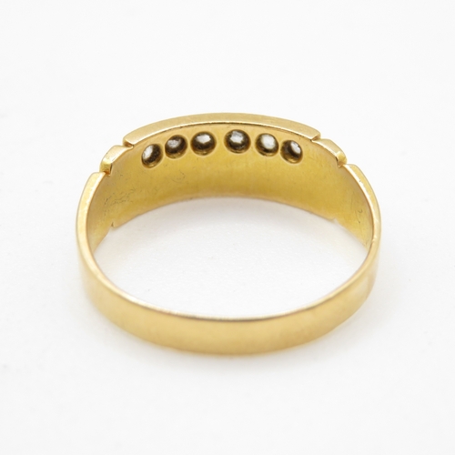 17 - 18ct gold antique old cut diamond & seed pearl two row ring (2.8g) Size M