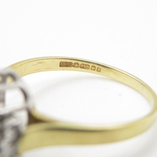 2 - 18ct gold diamond and sapphire halo ring (2.9g) Size L