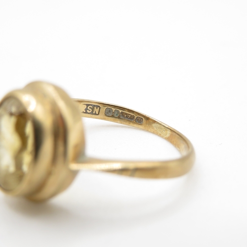 22 - 9ct gold vintage citrine dress ring (2.7g) Size N