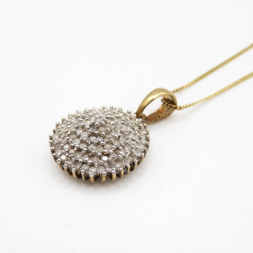 34 - 9ct gold parve set diamond pendant necklace (3.2g)