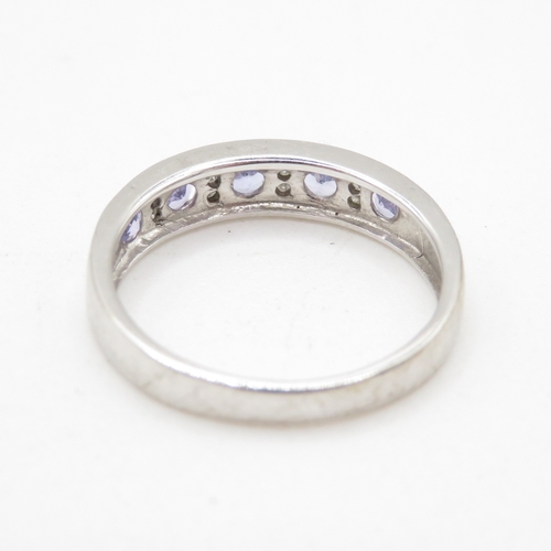 36 - 9ct gold tanzanite & diamond half eternity ring (2.5g) Size P