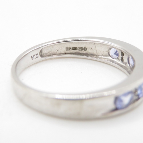 36 - 9ct gold tanzanite & diamond half eternity ring (2.5g) Size P