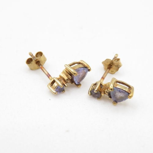 38 - 9ct gold tanzanite drop earrings (1.2g)