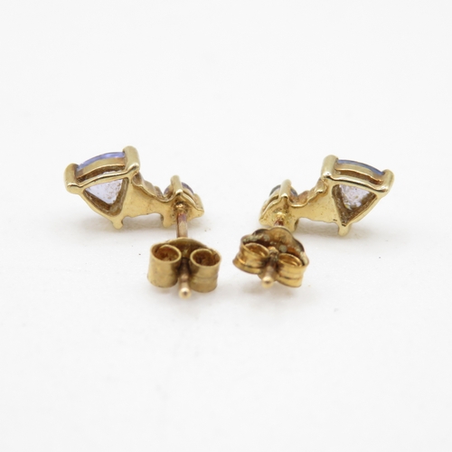 38 - 9ct gold tanzanite drop earrings (1.2g)