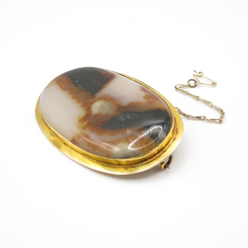 4 - 9ct gold Victorian agate brooch (18g)