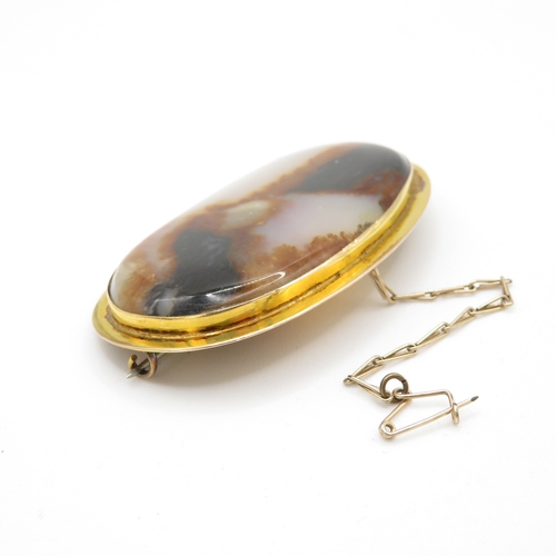 4 - 9ct gold Victorian agate brooch (18g)