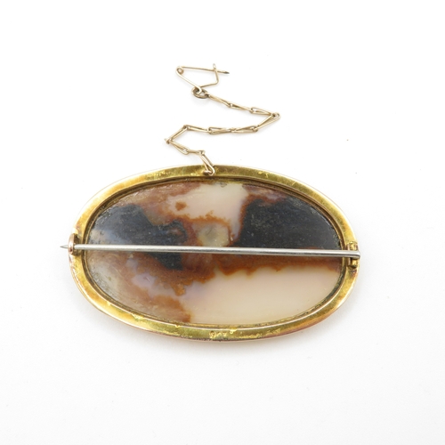 4 - 9ct gold Victorian agate brooch (18g)