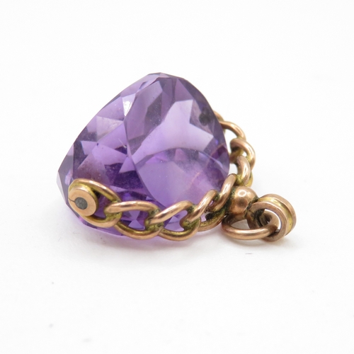 40 - 9ct gold vintage spinning amethyst fob (6.9g)