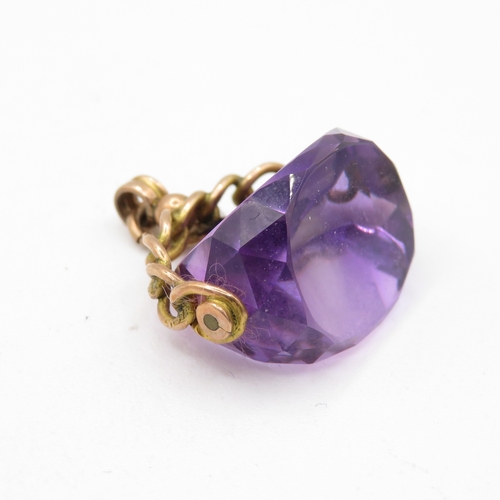 40 - 9ct gold vintage spinning amethyst fob (6.9g)
