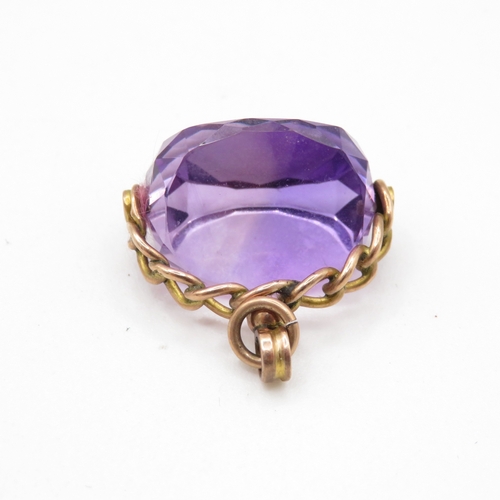 40 - 9ct gold vintage spinning amethyst fob (6.9g)