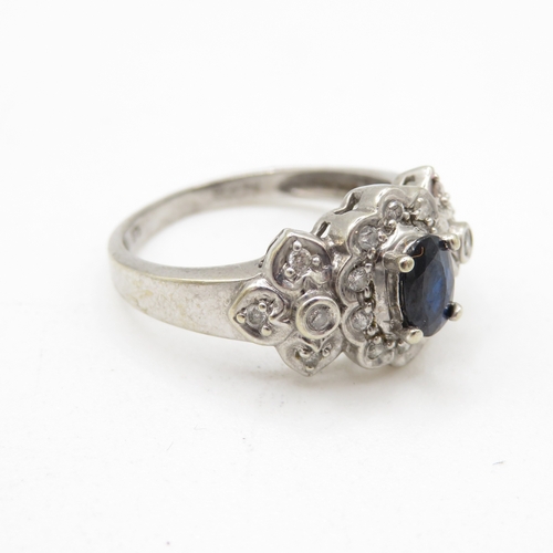 41 - 9ct gold sapphire & diamond dress ring (3.1g) Size P