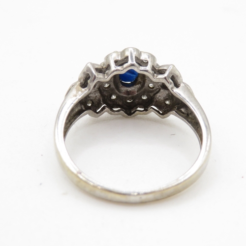 41 - 9ct gold sapphire & diamond dress ring (3.1g) Size P