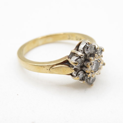 47 - 9ct gold vintage diamond cluster ring, total diamond weight: 0.33ct (approximately) (3.1g) Size L