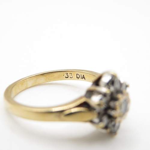 47 - 9ct gold vintage diamond cluster ring, total diamond weight: 0.33ct (approximately) (3.1g) Size L