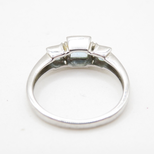 48 - 9ct gold blue topaz & diamond dress ring (2.5g) Size N