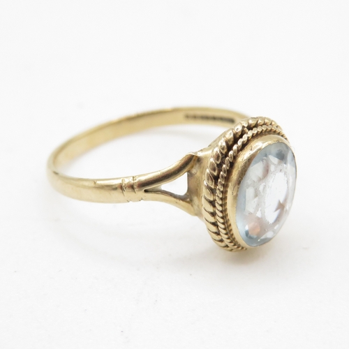 49 - 9ct gold vintage aquamarine dress ring (1.6g) Size L