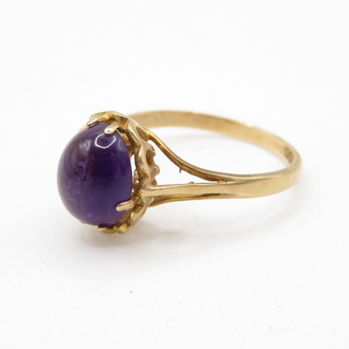 6 - 9ct gold vintage cabochon cut amethyst dress ring (2.8g) Size Q