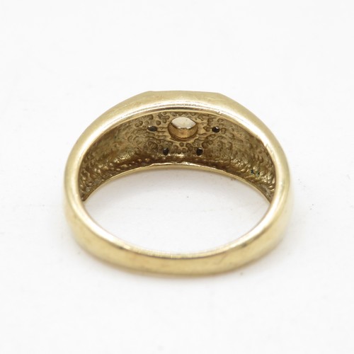 1 - 9ct Gold Diamond & Yellow Gemstone Dress Ring (4.4g) Size N