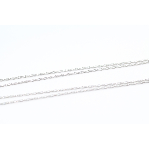 47 - 9ct gold blue topaz & white gemstone cluster pendant necklace (2.7g)