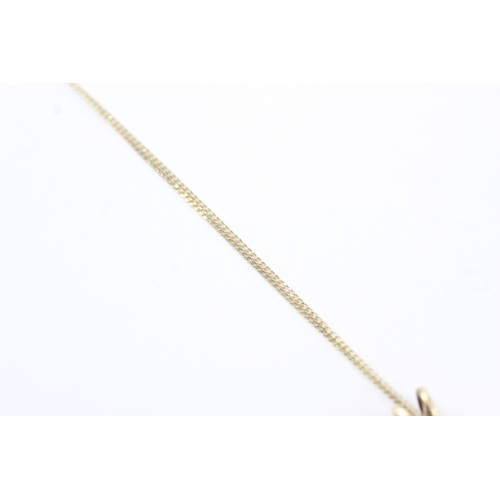 60 - 9ct gold sapphire & diamond cluster pendant necklace (1.4g)