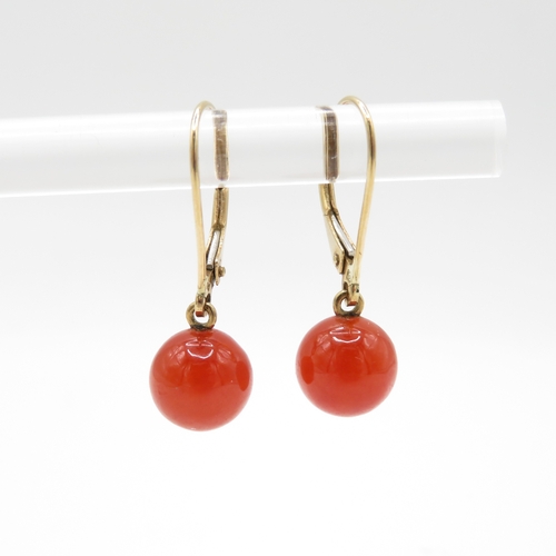 9ct gold carnelian drop earrings (2.5g)