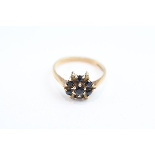 181 - 9ct gold sapphire cluster dress ring (2.4g) Size M 1/2