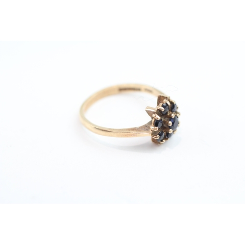 181 - 9ct gold sapphire cluster dress ring (2.4g) Size M 1/2
