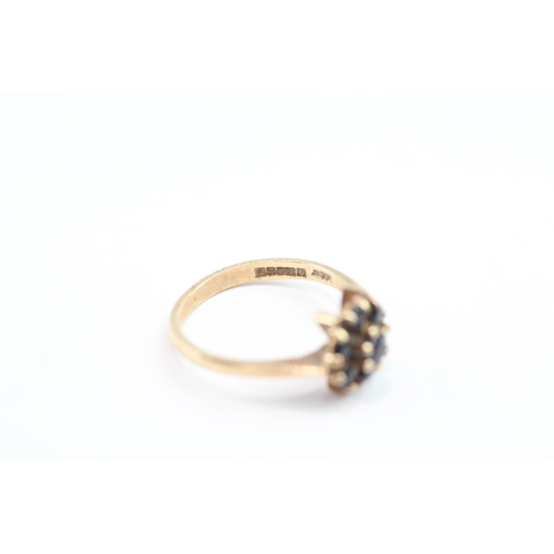 181 - 9ct gold sapphire cluster dress ring (2.4g) Size M 1/2