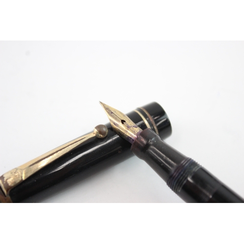 Vintage Mabie Todd Swan Leverless Black Fountain Pen w/ 14ct Gold
