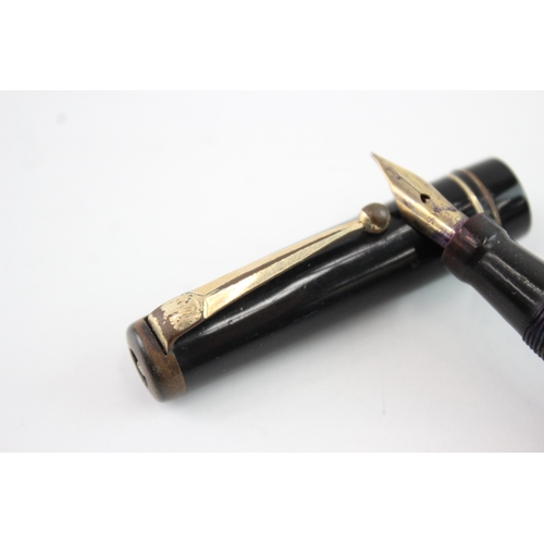 Vintage Mabie Todd Swan Leverless Black Fountain Pen w/ 14ct Gold