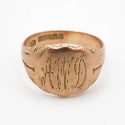 9ct gold Birmingham 1918 initials signet ring (6.8g) Size V