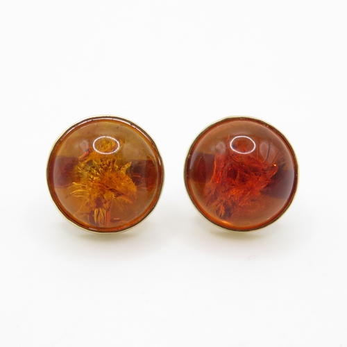 75 - 9ct gold amber stud earrings (1.6g)