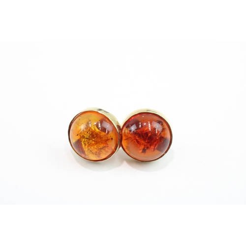 75 - 9ct gold amber stud earrings (1.6g)