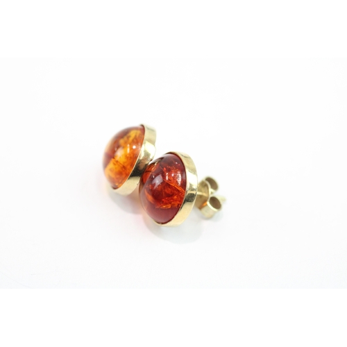 75 - 9ct gold amber stud earrings (1.6g)