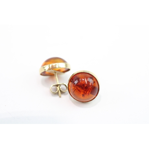 75 - 9ct gold amber stud earrings (1.6g)