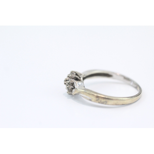 79 - 9ct white gold diamond cluster ring (2.5g) Size N