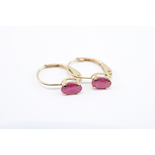 81 - 9ct gold ruby drop earrings (0.7g)
